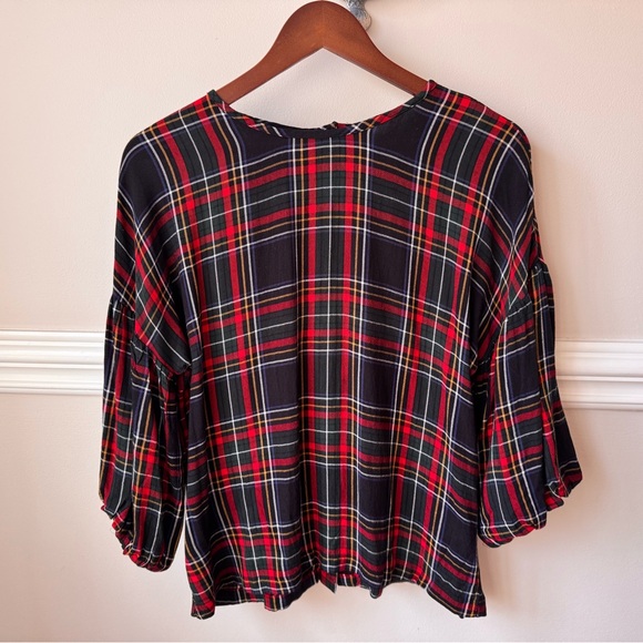 LOFT Christmas plaid blouse - Picture 1 of 6